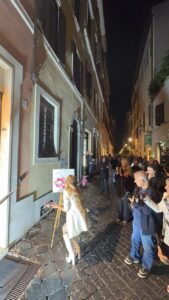 Live art event on Via Margutta street drawing large audience during White Night